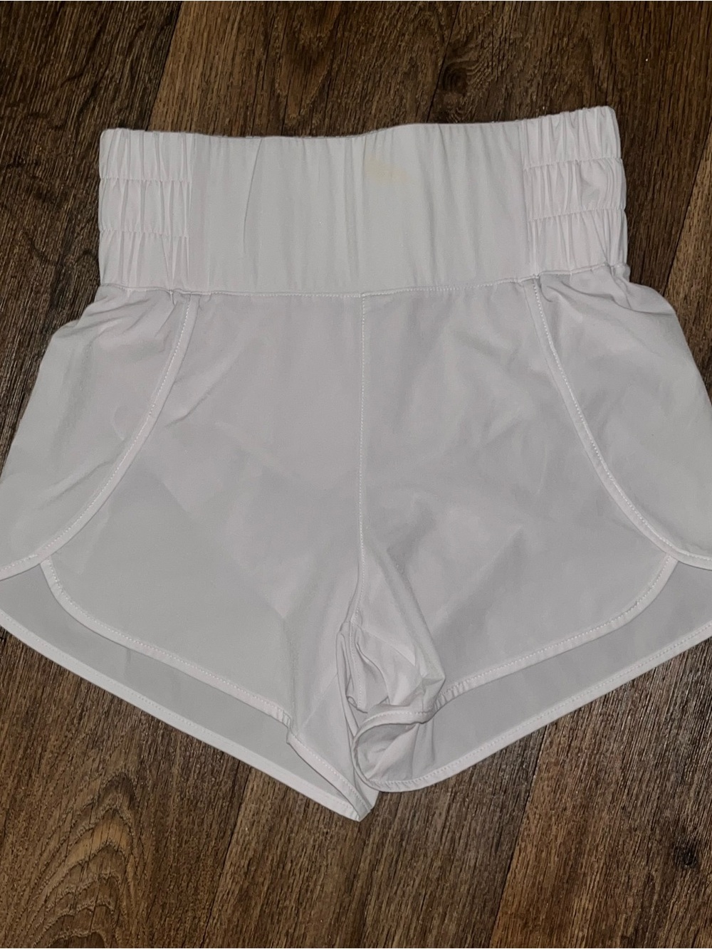 Mono B White High Waisted Scalloped Athleisure Split Shorts Size S
